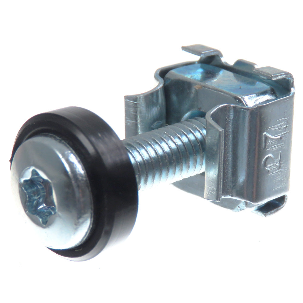 SECCARO Käfigmuttern im Set, zur Rack-Montage, Stahl verzinkt, 20 mm Schraube mit Innensechsrund (TX), Unterlegscheibe, 20 Stück