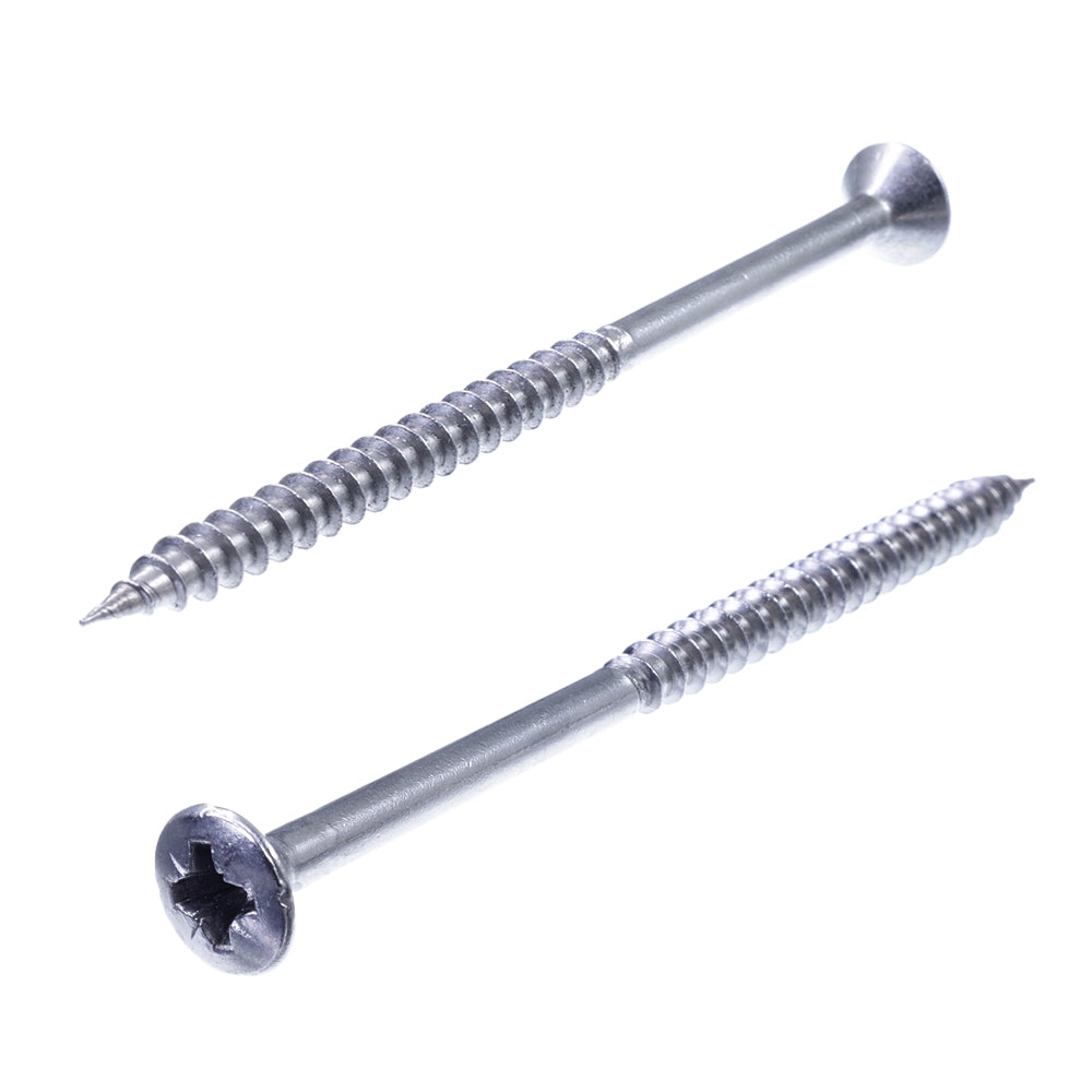 SECCARO Spanplattenschraube Linsensenkkopf 6 x 100 mm, Edelstahl A2, Holzschraube mit Teilgewinde, Kreuzschlitz / PZ, 75 Stück