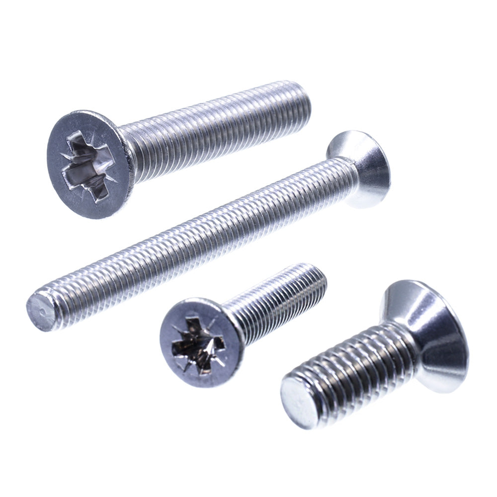 senkschrauben kreuzschlitz pz verschiedene ansichten und größen