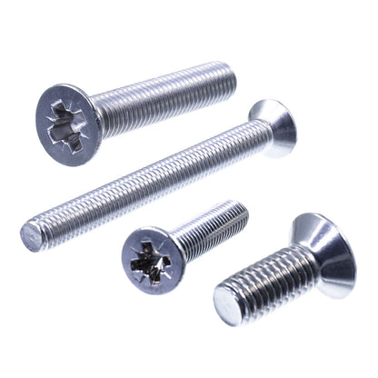 senkschrauben kreuzschlitz pz verschiedene ansichten und größen