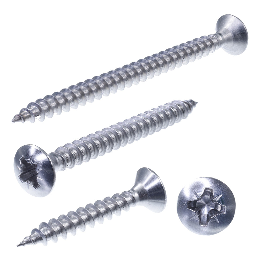 spanplattenschrauben mit linsenkopf kreuzschlitz pz mit vollgewinde, front und seiten ansicht