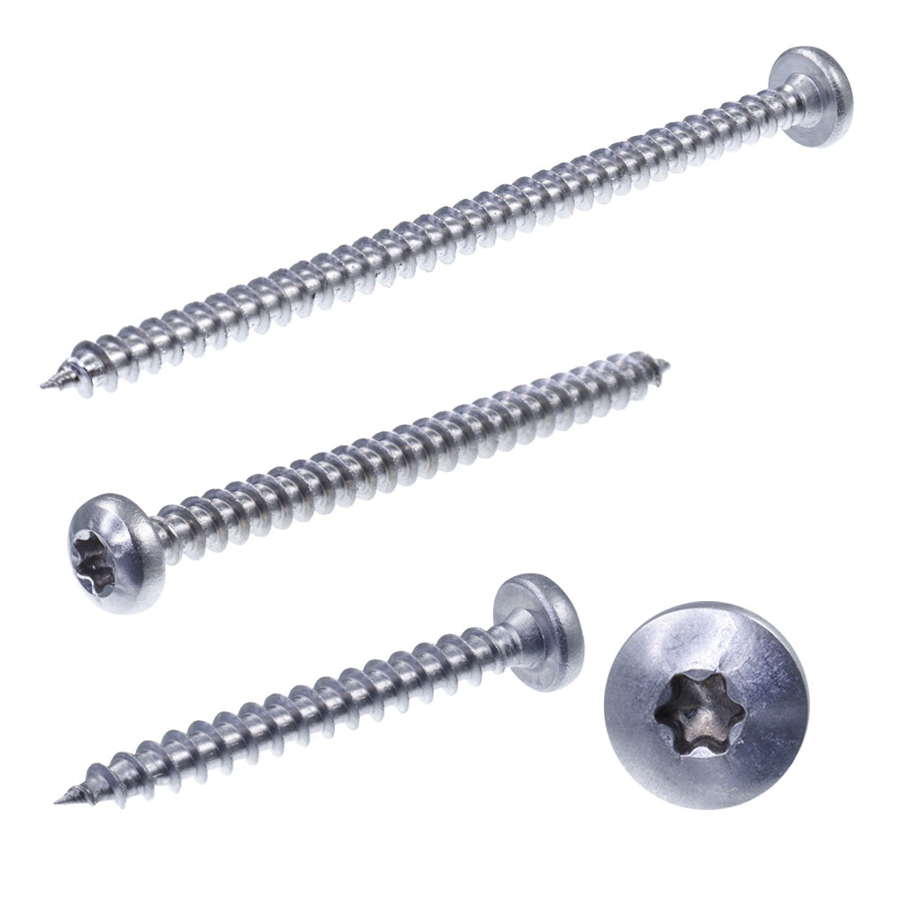 spanplattenschraube mit halbrundkopf (pan head) front und seiten ansicht mit innensechsrund antrieb