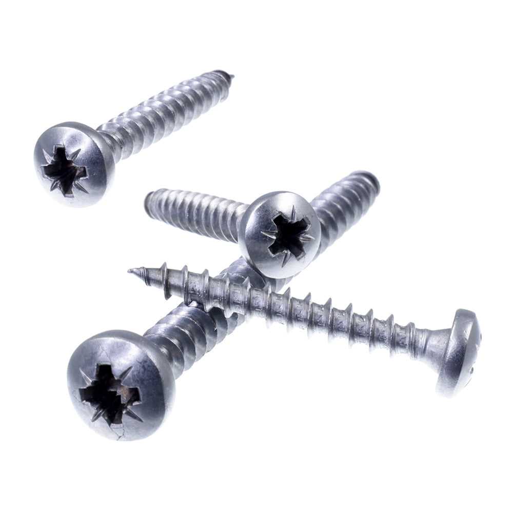 spanplattenschrauben halbrundkopf (pan head) kreuzschlitz pz, front und seiten ansicht