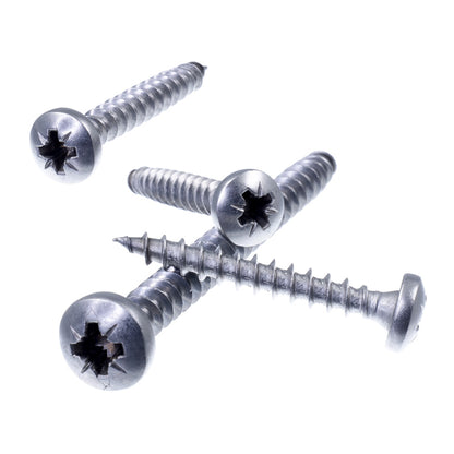 spanplattenschrauben halbrundkopf (pan head) kreuzschlitz pz, front und seiten ansicht