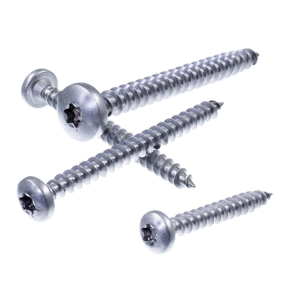 spanplattenschraube mit halbrundkopf (pan head) front und seiten ansicht mit innensechsrund antrieb verschiedene größen