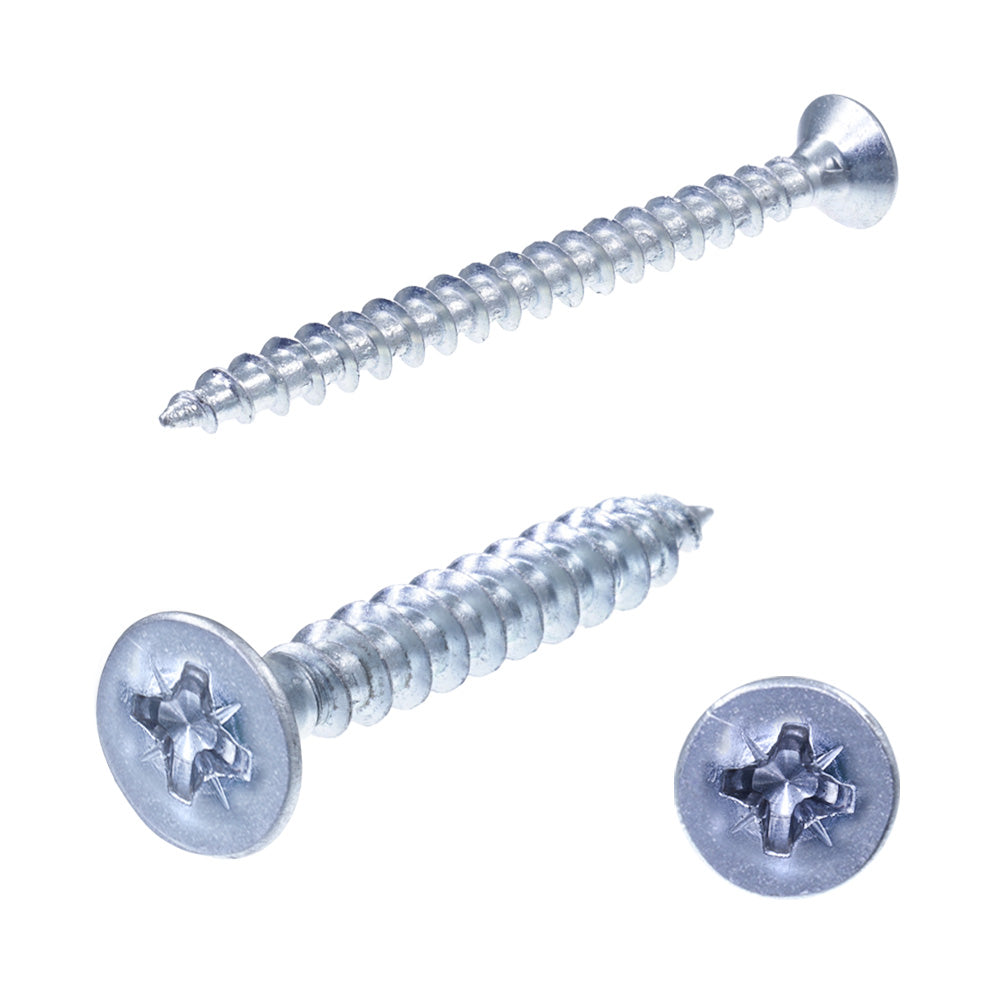 spanplattenschraube stahl verzint kreuzschlitz pz vollgewinde front und seiten ansicht