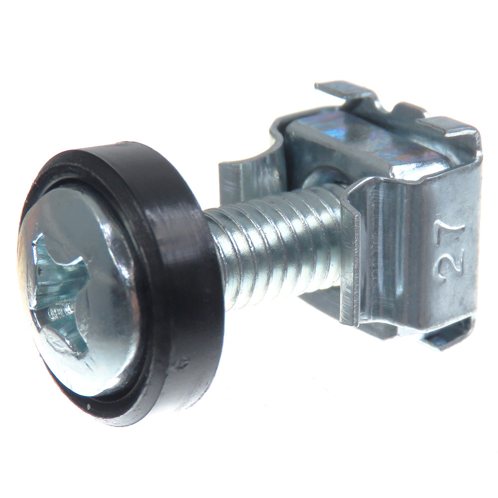 SECCARO Käfigmuttern im Set, zur Rack-Montage, Stahl verzinkt, 20 mm Schraube mit Kreuzschlitz (PH), Unterlegscheibe, 20 Stück