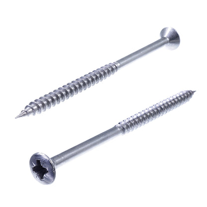 SECCARO Spanplattenschraube Linsensenkkopf 6 x 100 mm, Edelstahl A2, Holzschraube mit Teilgewinde, Kreuzschlitz / PZ, 75 Stück