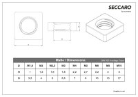 SECCARO Vierkantmutter M4, Edelstahl V2A VA A2, DIN 562,...