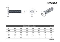 SECCARO Flachkopfschraube M4 x 6 mm, Edelstahl V2A VA A2,...