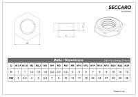 SECCARO Sechskantmutter M10, Edelstahl V2A VA A2, flach,...