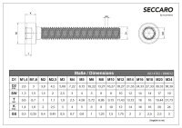 SECCARO Zylinderschraube M8 x 100 mm, Edelstahl V2A VA...