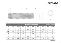 SECCARO Gewindestift mit Innensechskant und Zapfen M4 x 6 mm, Edelstahl V2A VA A2, DIN 915 / ISO 4028, 20 Stück