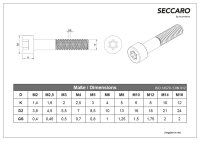 SECCARO Zylinderschraube M3, Edelstahl V2A VA A2, ISO 14579 / DIN 912, TX / Innensechsrund, Teilgewinde, 20 Stück