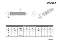 SECCARO Zylinderschraube mit niedrigem Kopf M2 x 4 mm,...